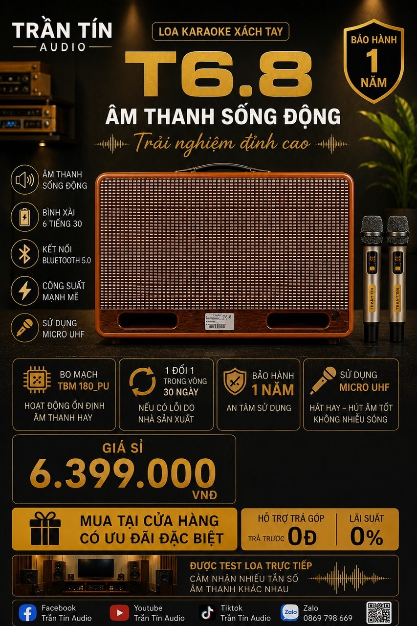 LOA KARAOKE XÁCH TAY T6.8